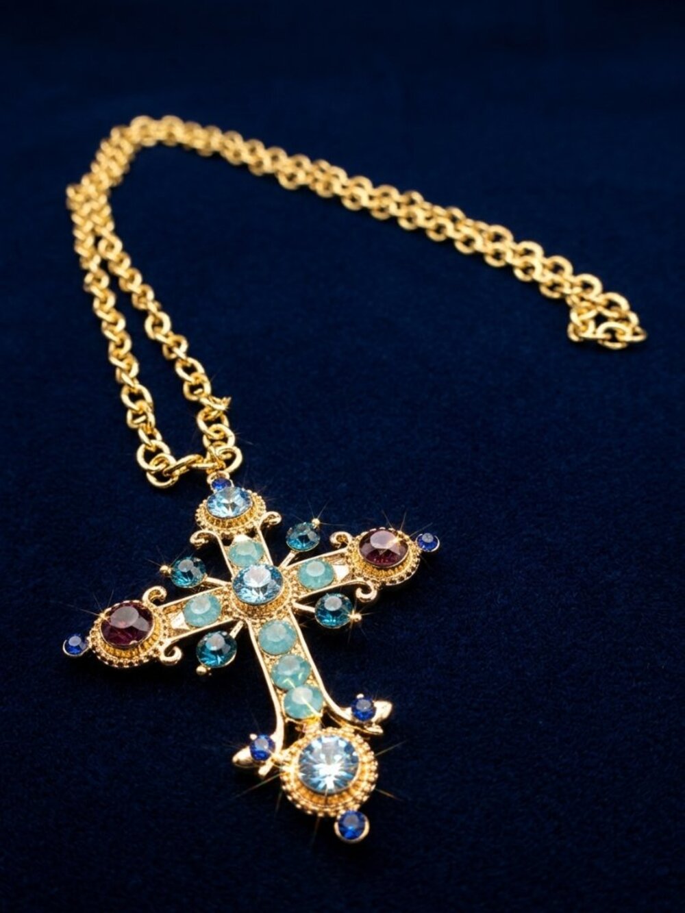Necklace  and cross  gold tone